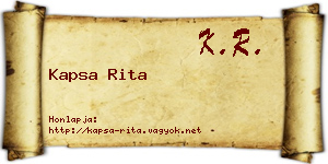 Kapsa Rita névjegykártya